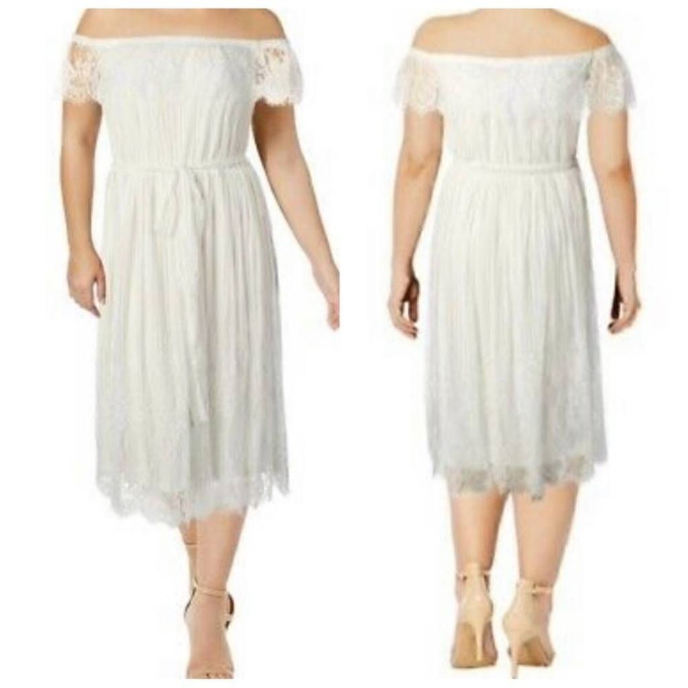City Chic Lace Off Shoulder White Dress Size XL/22
